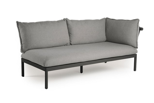 Sola Lounge 2-seater Sofa With Switchable Armrest Charcoal ~