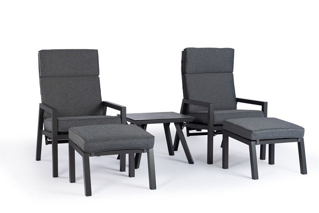 Campo Bistro Set with Hockers Charcoal  ~
