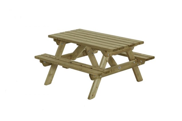 Picknicktafel geimpregneerd, metalen frame junior 115x120cm ~