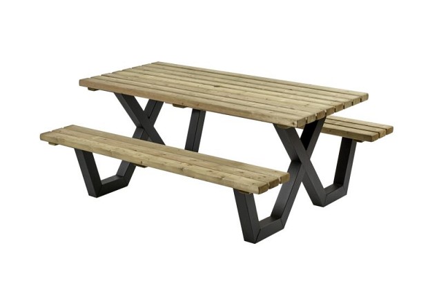 Picknicktafel hardhout, metalen frame, 200x160 cm ~