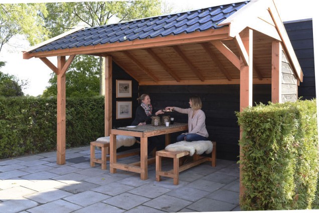 Douglasvision kapschuur Comfort 600x250 cm. onbehandeld. ~