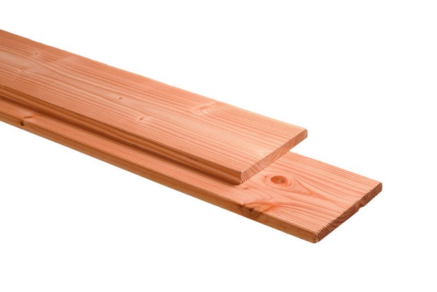 Douglas plank 1 zijde geschaafd. 1 zijde fijnbezaagd 2.8x24.5x300 cm onbehandeld ~