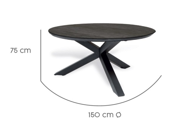 Omnigo Dining Table Charcoal Ø 150 cm. ~