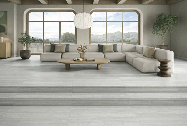 Zwembadrand recht Travis Gris 120x31,5x1,4 cm. Antislip ~