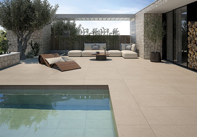 Zwembadrand recht Selene Crema 120x31,5x1,4 cm. ~