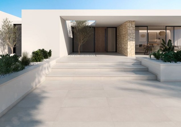 Zwembadrand recht Selene Blanco 120x31,5x1,4 cm. Antislip ~
