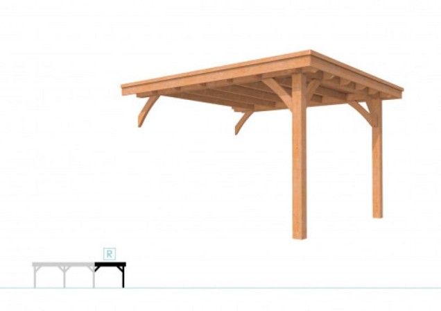 Buitenverblijf plat dak Excellent Modulair, douglas, rechterdeel L/A, 193x307 cm, onbehandeld ~