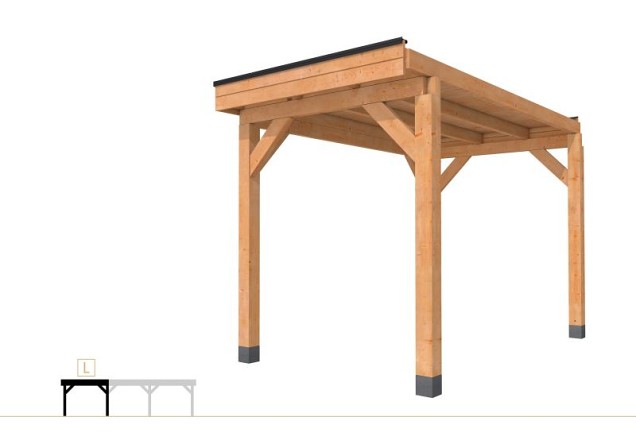 Buitenverblijf plat dak Premium Modulair, douglas, linkerdeel XL/A, 207x357 cm, onbehandeld ~