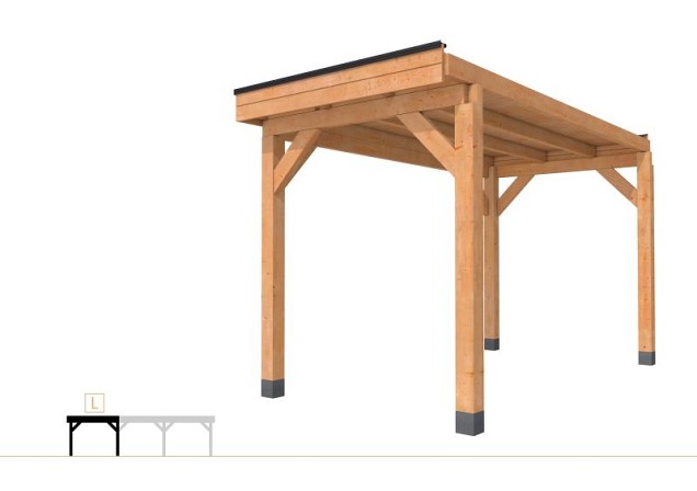 Buitenverblijf plat dak Premium Modulair, douglas, linkerdeel XXL/A, 207x399 cm, onbehandeld ~