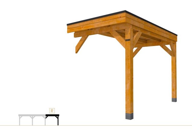 Buitenverblijf plat dak Premium Modulair, douglas, rechterdeel XL/A, 193x357 cm, transparant gespoten ~