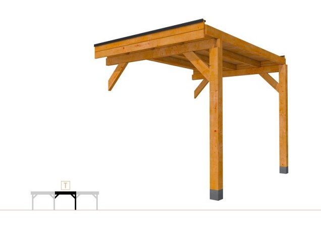 Buitenverblijf plat dak Premium Modulair, douglas, tussenstuk L/B, 243x307 cm, transparant gespoten ~