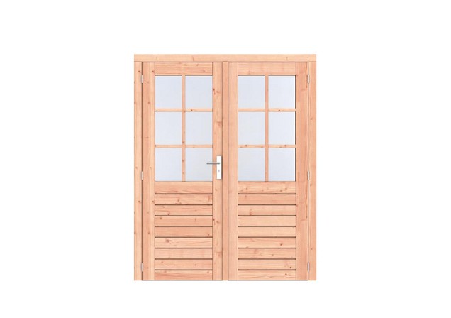 Douglas 1-ruits dubbele deur Prestige 168x209 cm. scharnieren RVS beslag onbehandeld. ~