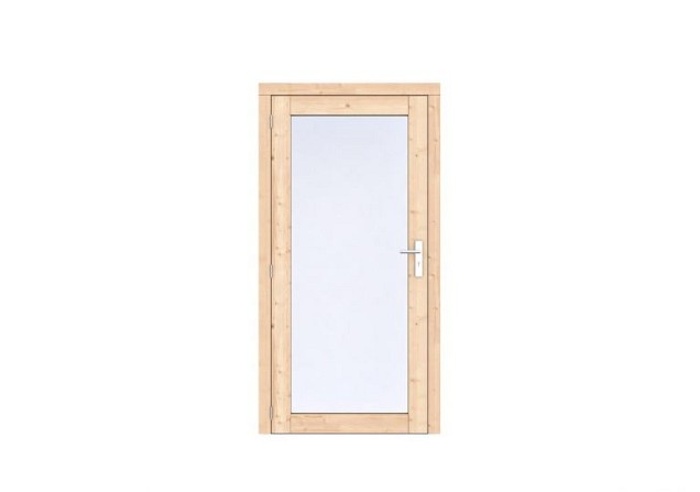 Vuren Volglas enkele deur Prestige 108x209 cm. linksdraaiend scharnieren RVS beslag onbehandeld. ~