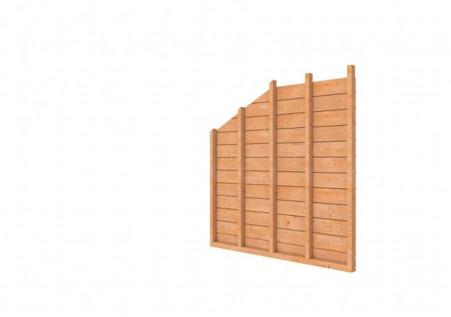 Douglas wandpakket t.b.v. enkelzijdige zijwand kapschuur Comfort, onbehandeld. ~