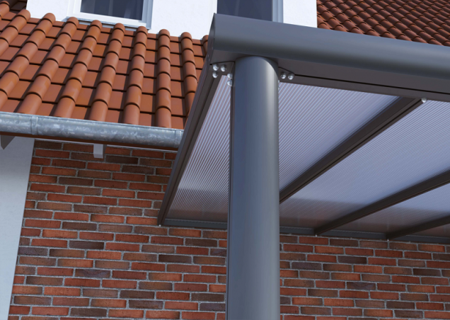 Verasol Smartline veranda Polycarbonaat Helder, 5540Bx2500D mm, 3 staanders, Antraciet struct ~