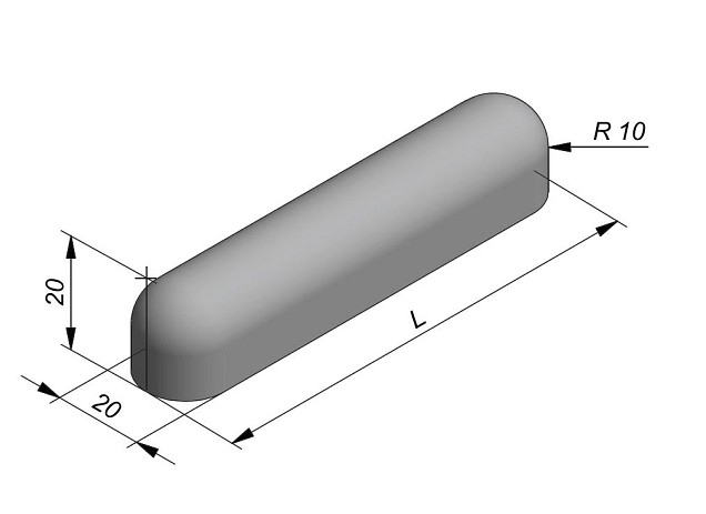 Biggenrug 100x20x20 grijs met 2 afgeronde koppen ~
