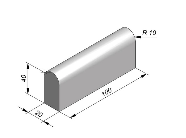 Biggenrug 100X40X20 Grijs Met 2 Vlakke Koppen ~