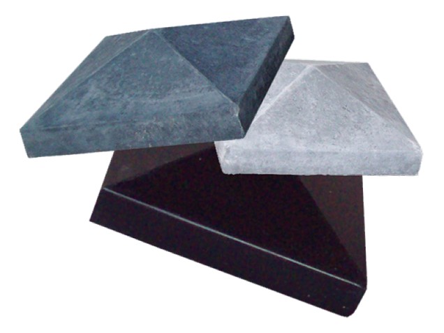 Paalmuts grijs beton 12x12 cm. Keuze: vlak of met punt ~