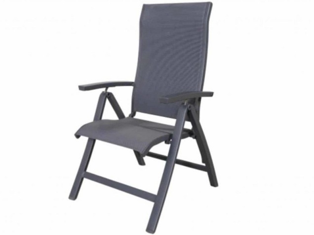 Ernesto Inklapbare stoel verstelbare rug / armleuning. Aluminium frame, textileen zitting / rug Charcoal / Zwart (61x62x109 cm) ~