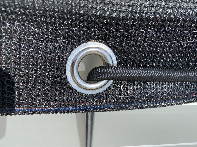 Aanhangernet fijnmazig zwart 450x250 cm. met 8 mm. in draagtas ~