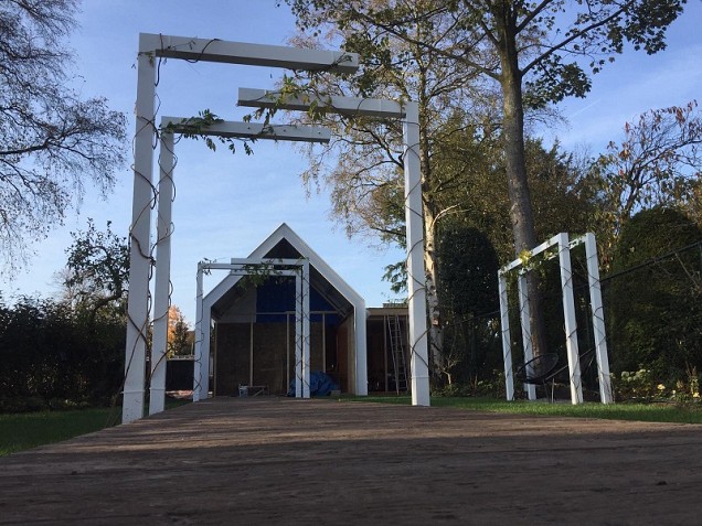 Luxxout Pergola L-frame uitval 0-100 cm. Profiel 100x100x2 mm. Antraciet. ~