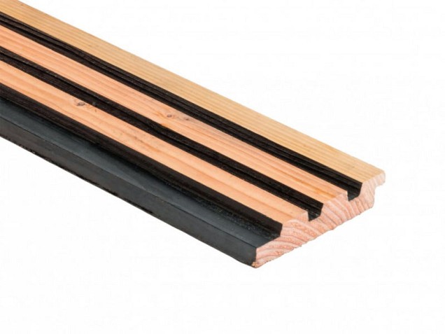 Douglas geschaafd triple profiel 2.5x14x400 cm zwart/onbehandeld ~