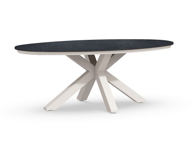Oblong Dining Table Trespa Graphite Creme White 200x110x75 cm. ~