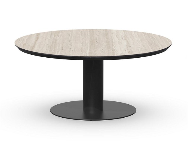 Morena Low Dining Table Trespa Travertin 120 cm  Charcoal ~