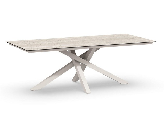 Orion Dining Table Trespa Travertin 220x100x75 cm Creme White ~