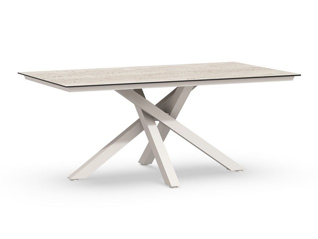 Orion Dining Table Trespa Travertin 180x100x75 cm Creme White ~