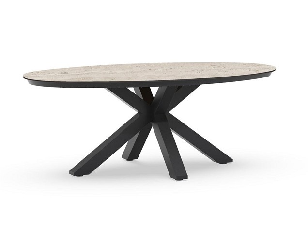 Oblong Dining Table Trespa Travertin 200x110x75 cm Charcoal ~