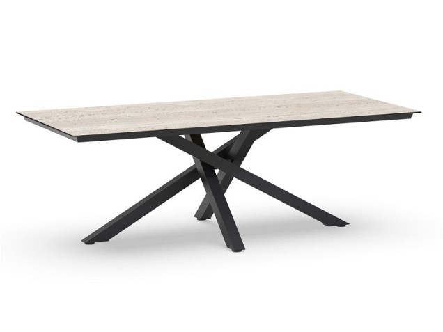 Orion Dining Table Trespa Travertin 220x100x75 cm Charcoal ~