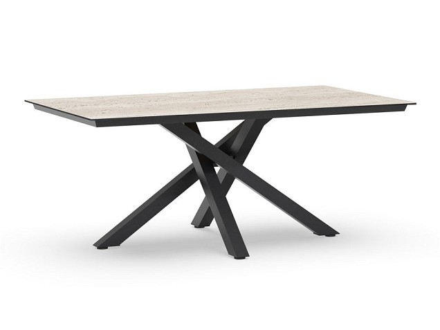 Orion Dining Table Trespa Travertin 180x100x75 cm Charcoal ~