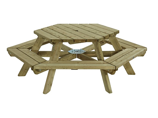 Picknicktafel zeshoek, 225cm ~