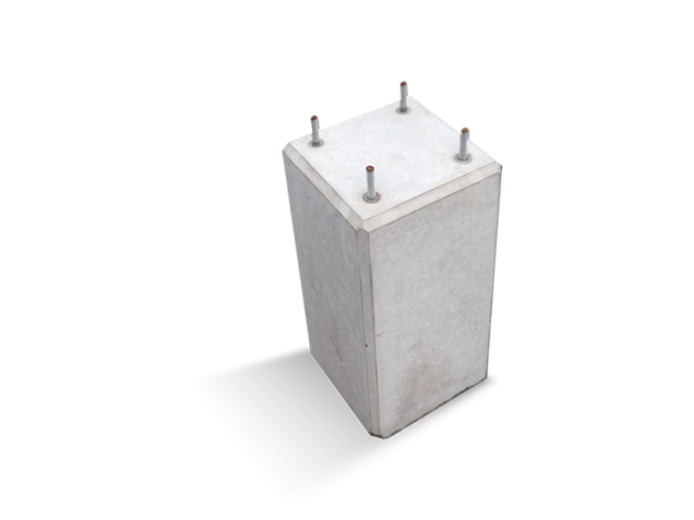 Poer grijs 4 draadeind M10 H-H 14 cm. - 45x23x23 cm. ~