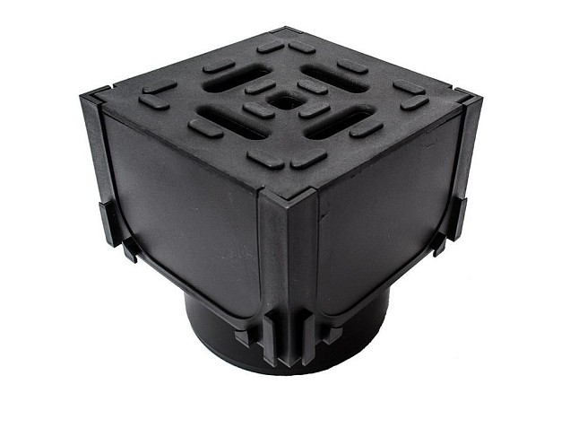 ACO Hexaline 2.0 hoek incl. zwart kunst. rooster met Ø110mm spie onderuitloop ~