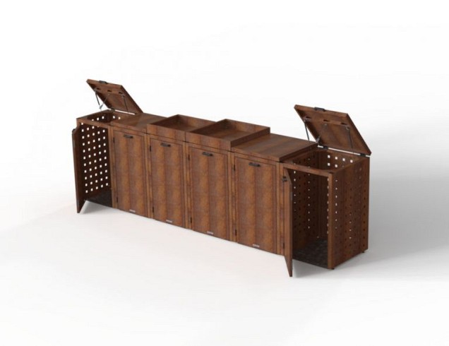 Kliko ombouw 240 ltr - 1 stuk CorTen met vaste deksel ~