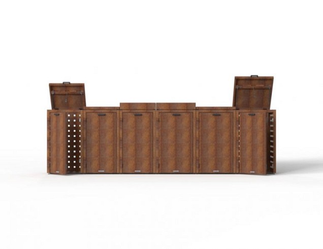 Kliko ombouw 240 ltr - 1 stuk CorTen met tuinbak ~