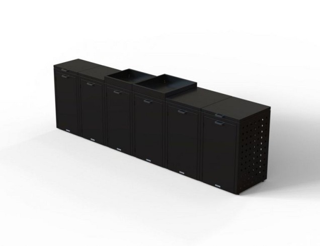 Kliko ombouw 120 ltr - 1 stuk grafiet zwart met tuinbak ~