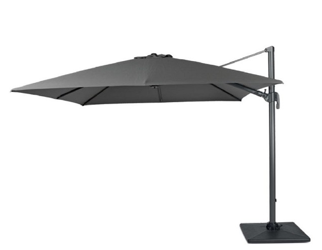 Banús zweefparasol exclusief (kruis)voet. dubbele knikfunctie Donkergrijs  (300x300 cm) ~