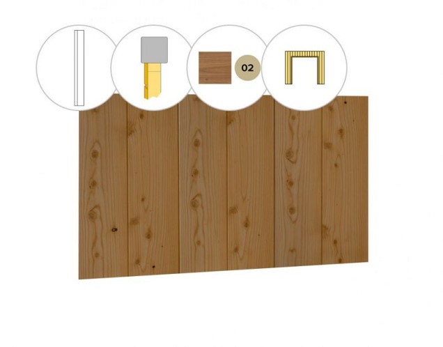 Halfhouts rabat douglas enkelzijdige wand D, t.b.v. dubbele deur, 328,5 x 224 cm, groen geïmpregneerd ~