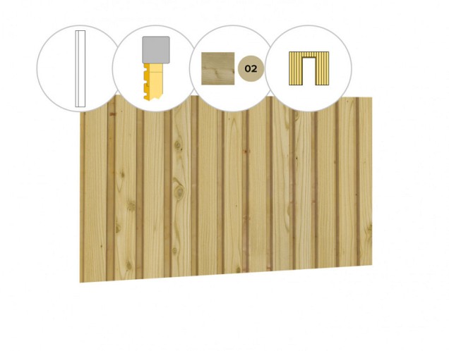 Rhombusprofiel vuren enkelzijdige wand D, t.b.v. enkele deur, 328,5 x 224 cm, groen geïmpregneerd ~