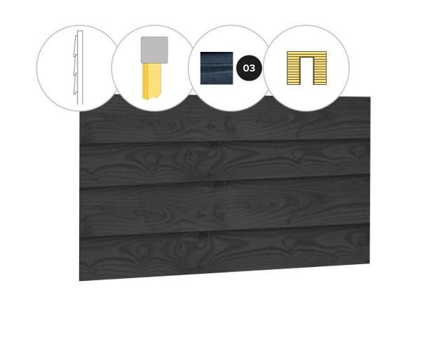 Wand E zweeds rabat enkelzijdig t.b.v. enkele deur 371,0x232 cm. zwart geïmpregneerd. ~