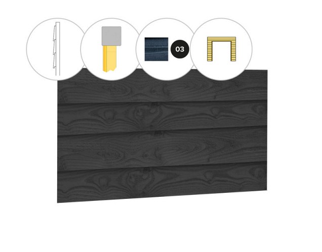 Wand C zweeds rabat enkelzijdig t.b.v. dubbele deur 278,5x232 cm. zwart geïmpregneerd. ~