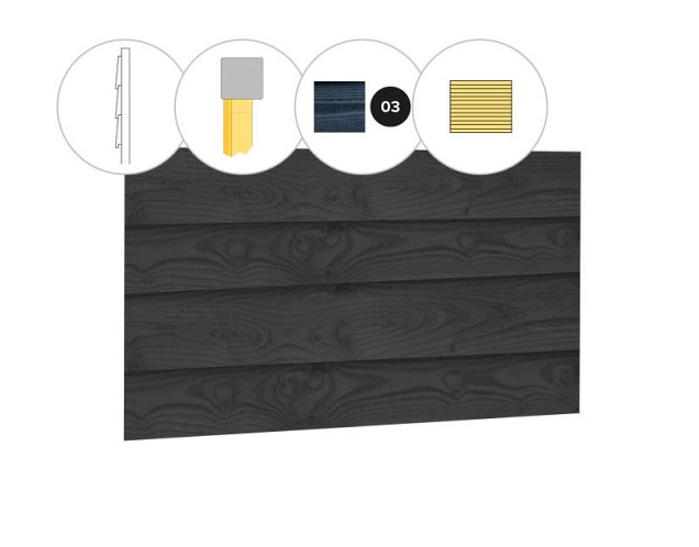 Zweeds rabat douglas enkelzijdige wand B. 228.5x224 cm zwart geïmpregneerd ~