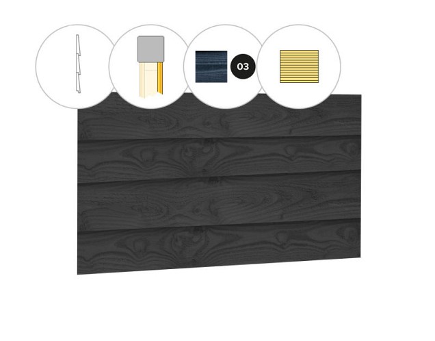 Zweeds rabat plankenset douglas bij wand E. 371x224 cm zwart geïmpregneerd ~