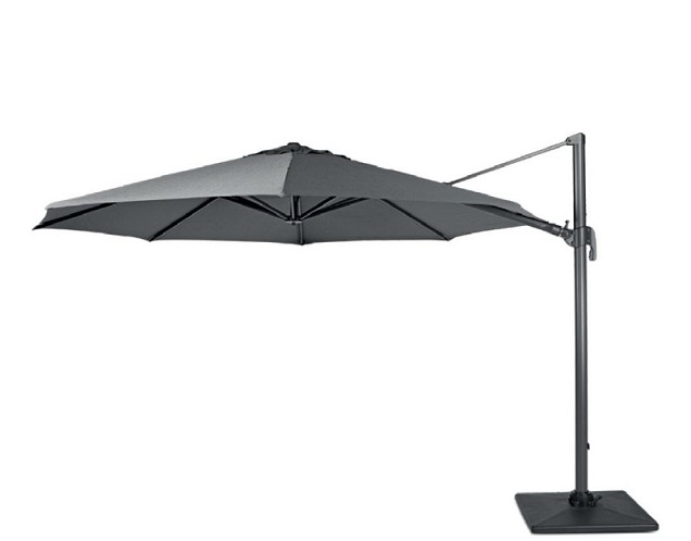 Banús zweefparasol exclusief (kruis)voet.  dubbele knikfunctie Donkergrijs  (350 cmØ) ~