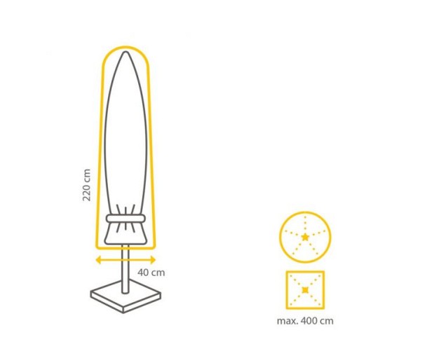 Beschermhoes voor middenstok parasol max. 400 cm Ø. Charcoal (40 cmØx220 cm) ~