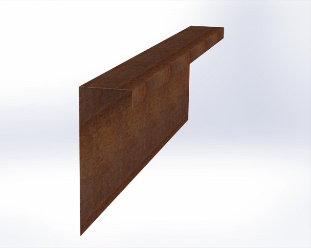 CorTen overzetstuk muurelement recht 150x45x15,8 cm. ~