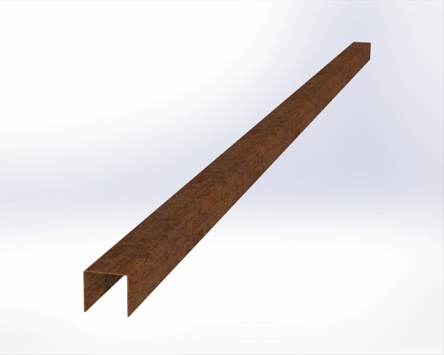 CorTen overzetprofiel gelijkzijdig 220x5,1/5,1x5,4 cm. ~